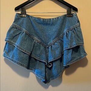 Blank NYC ruffle denim mini skirt